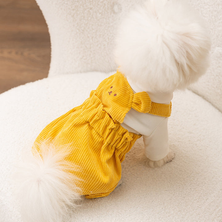 Dog overall with bib pants made of corduroy