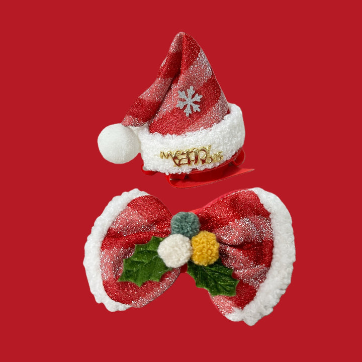 Christmas accessories for pets, hat and bow