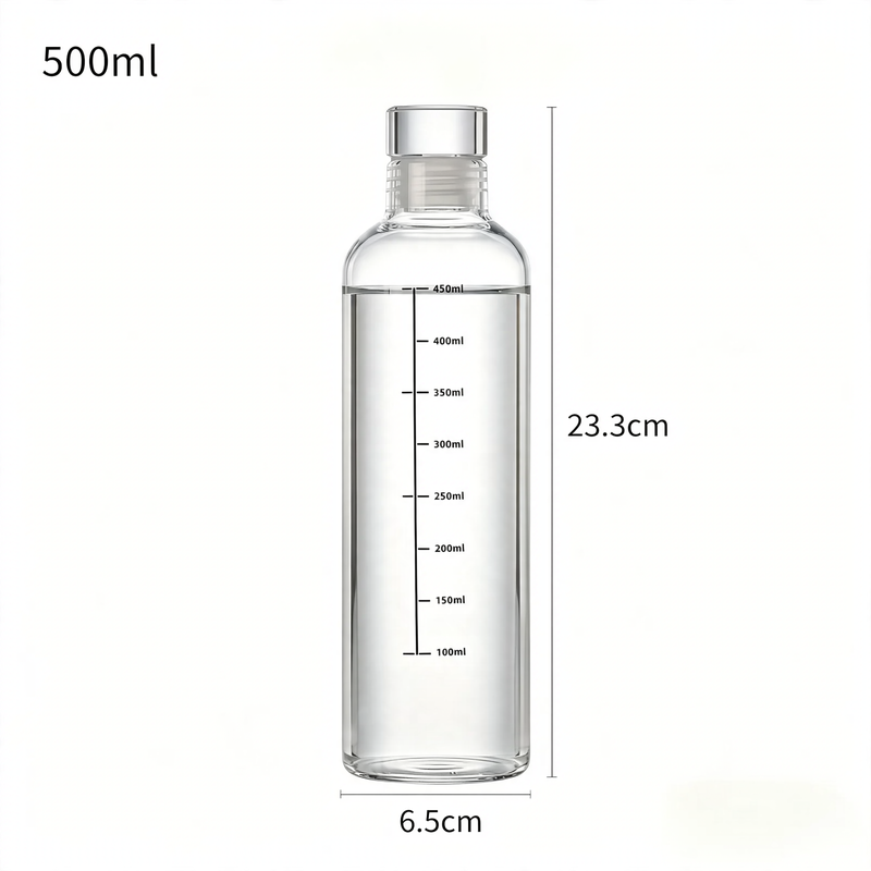 Borosilicate glass bottle for filling, transparent