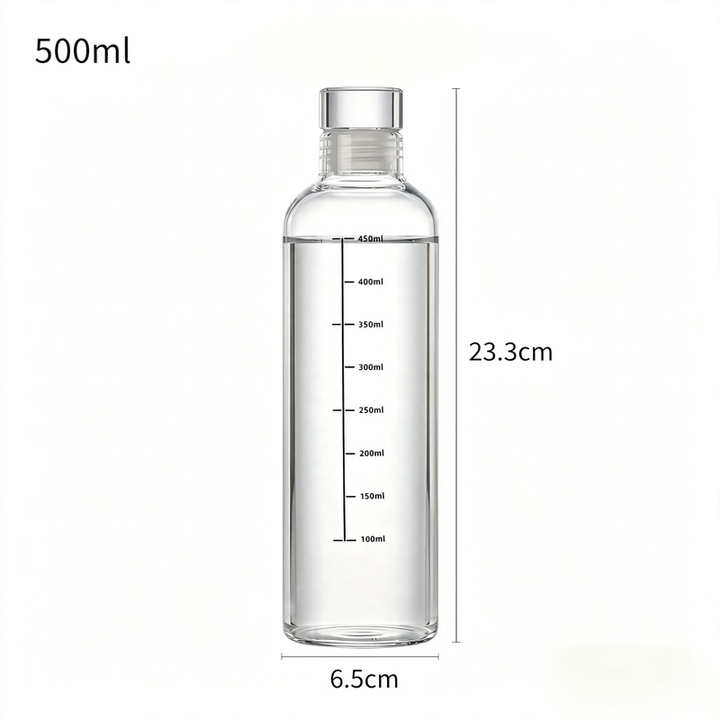 Borosilicate glass bottle for filling, transparent