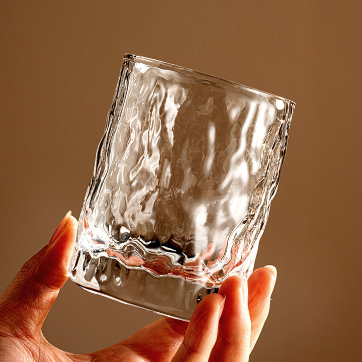 Glass tumblers, approx. 200 ml, with wave pattern