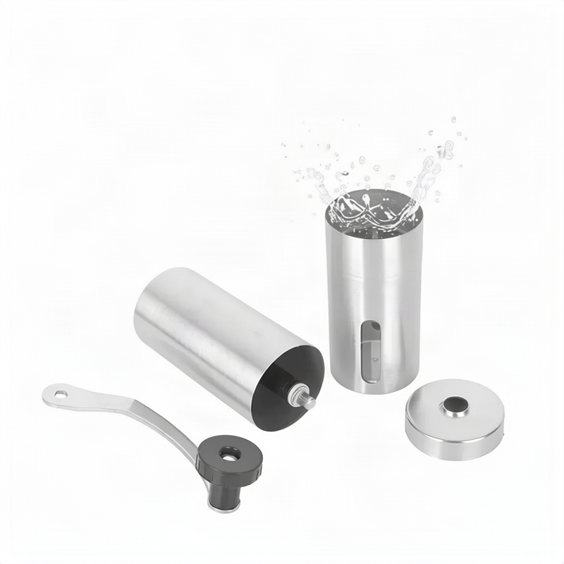 Manual coffee grinder with ceramic grinding mechanism, stainless steel