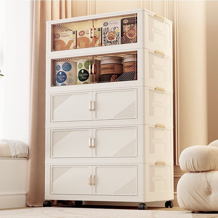 Foldable storage box made of plastic