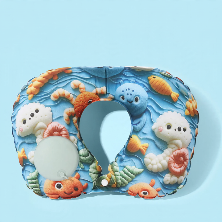Inflatable neck pillow for travel, U-shape