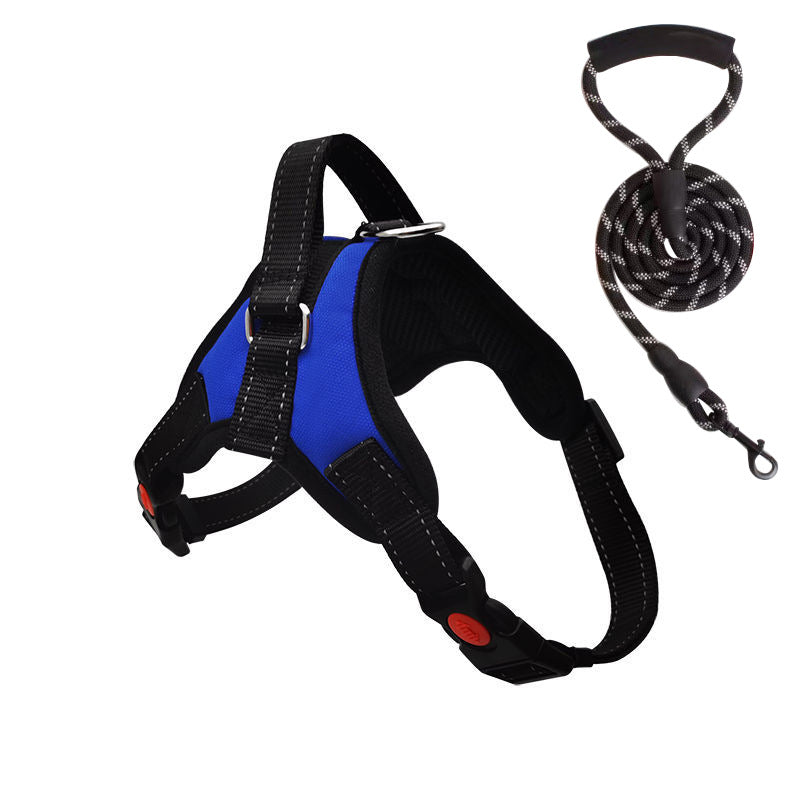 Padded dog harness with leash