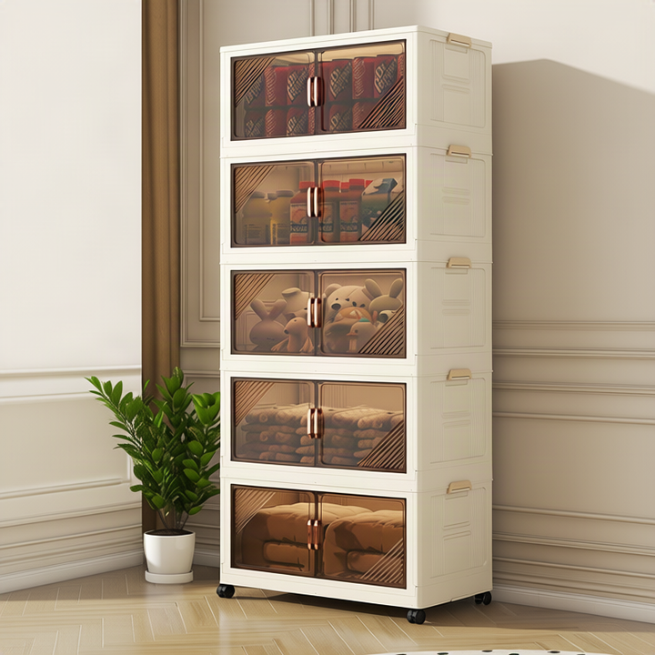 Foldable storage box made of plastic