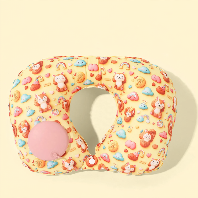 Inflatable neck pillow for travel, U-shape