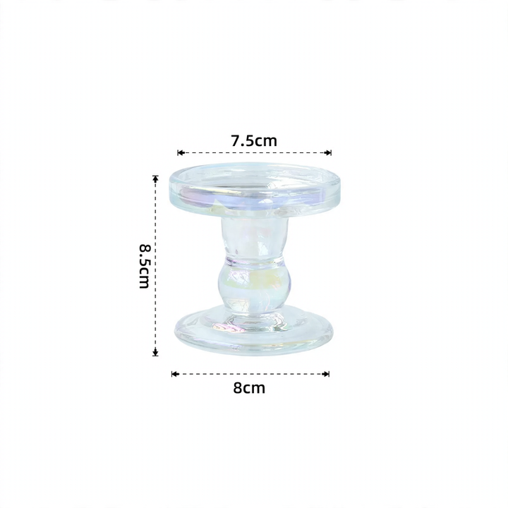 Glass candle tray with pillar base, modern