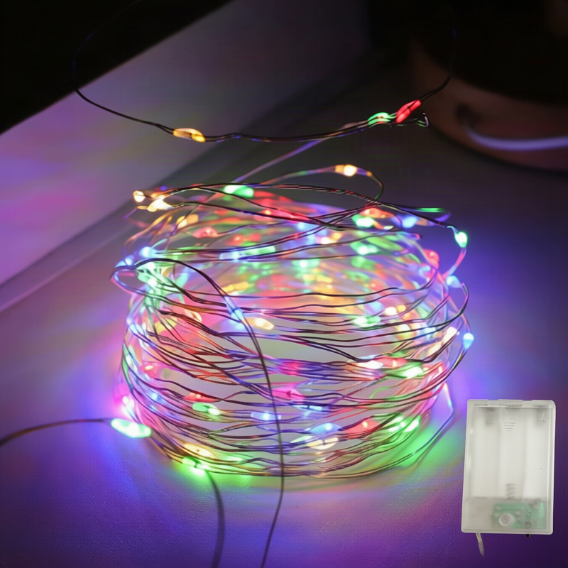 LED string lights, 10 m, 100 lights, USB/battery