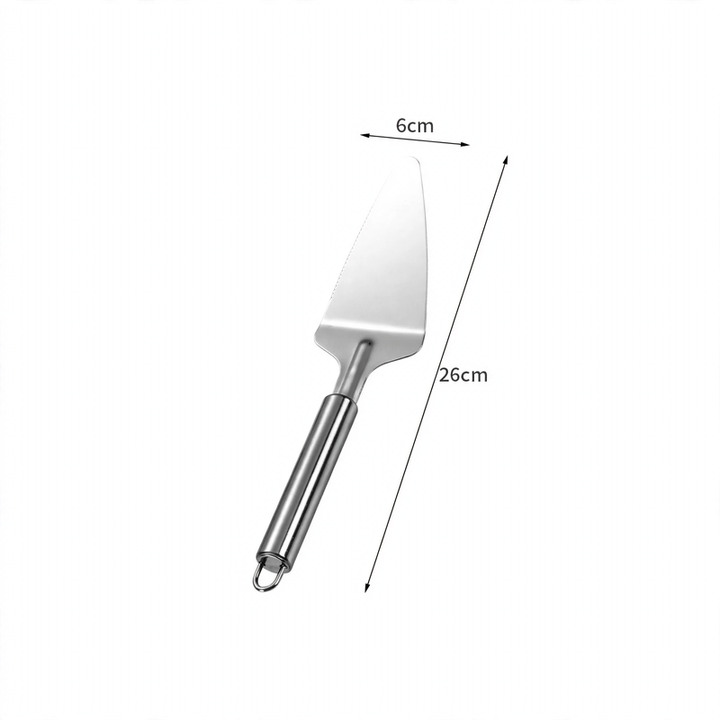 Pizza cutter and cake server made of stainless steel