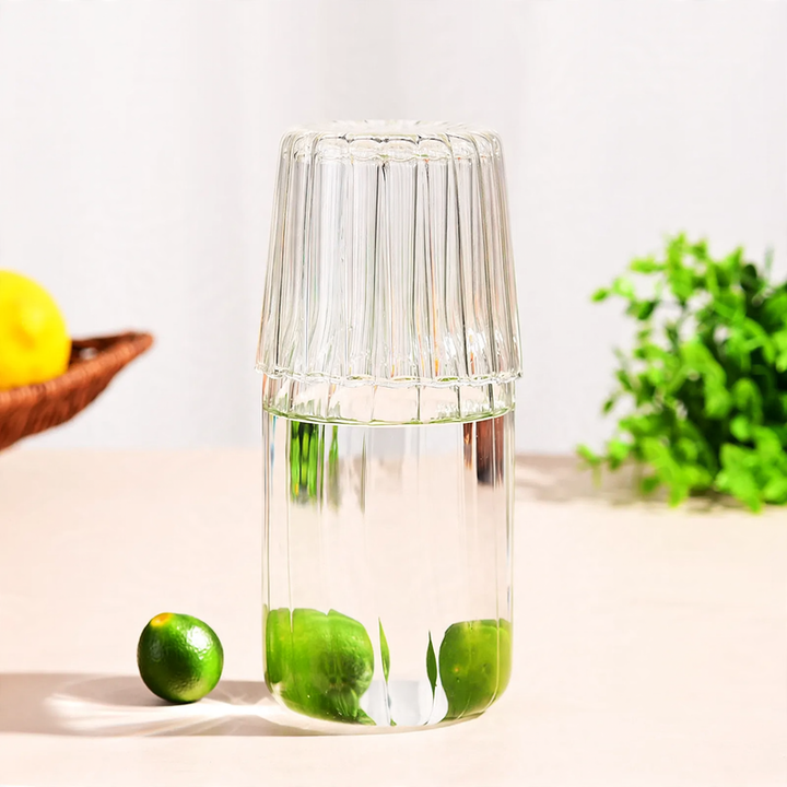 Glass jug with glass, heat resistant