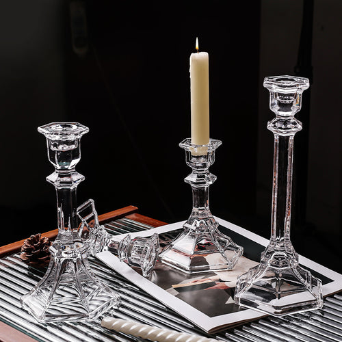 Hexagonal glass candle holders, Nordic style