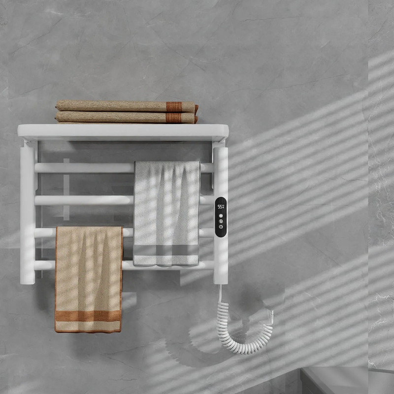 Towel radiator with towel holder, steel construction