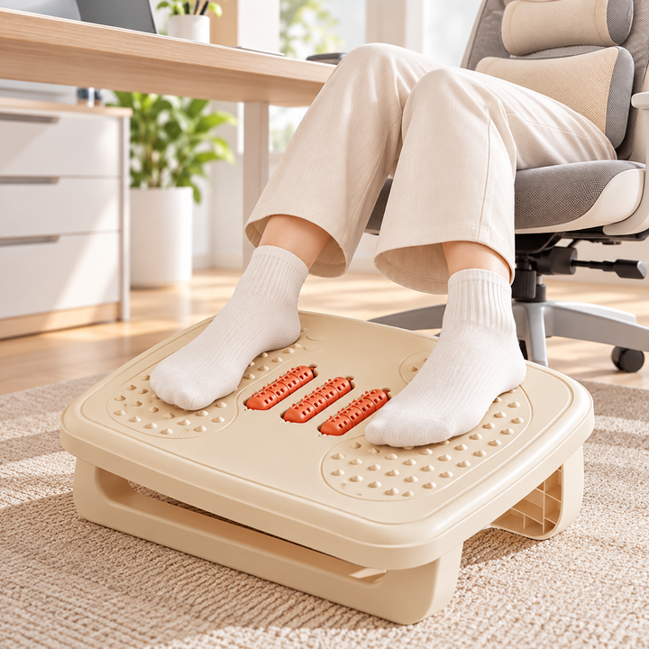 Ergonomic Footrest Step Stool with Massage Rollers Bowlift