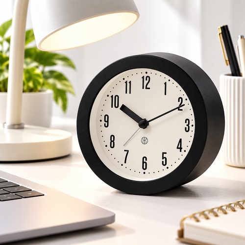 Compact Minimalist Silent Analog Alarm Clock with Luminous Hands Bowlift