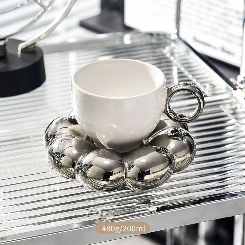BowLift | Sunflower Pearl Glaze Coffee Mug with Saucer