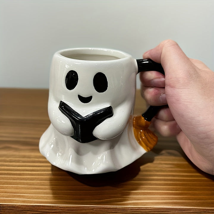 BowLift | Halloween Ghost Mug – Ceramic Mug with Laughing Ghost Design