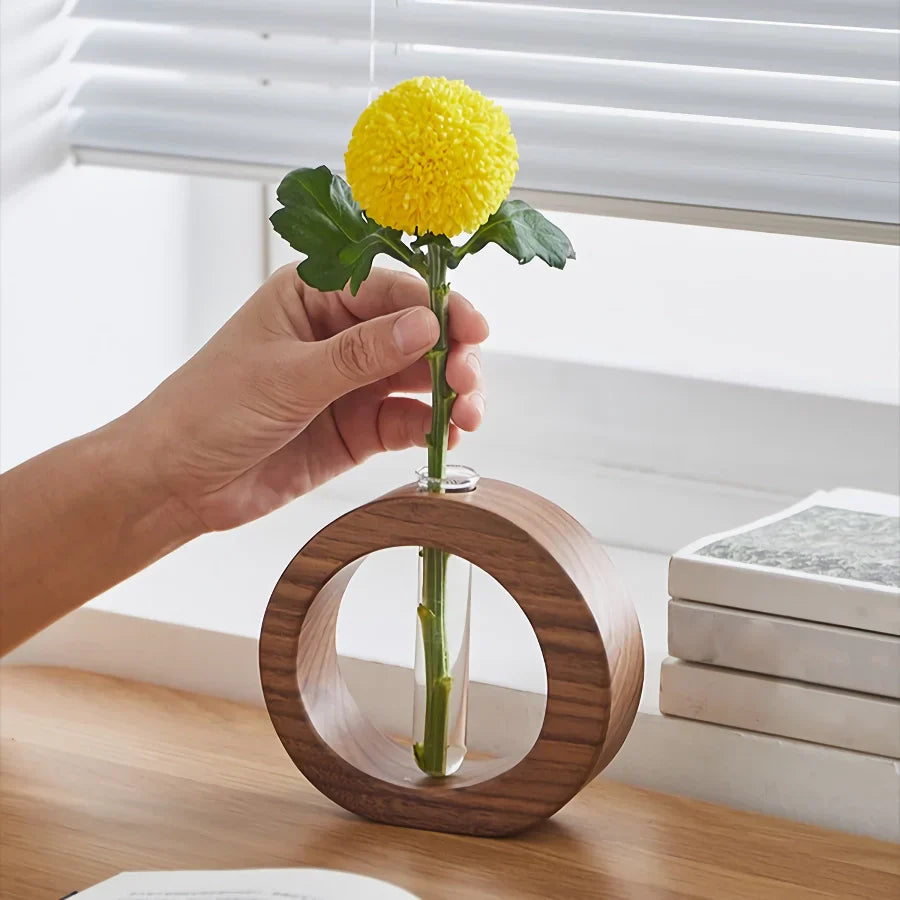 BowLift | Solid Wood Mini Glass Vase for Living Room Decoration