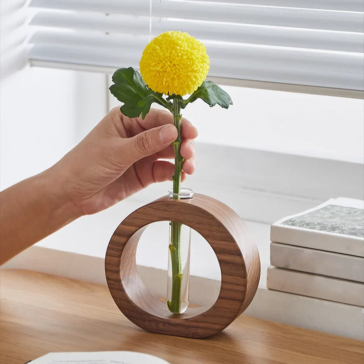 BowLift | Solid Wood Mini Glass Vase for Living Room Decoration
