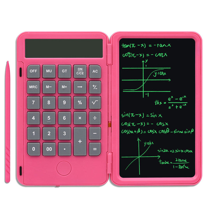 BowLift | 2-in-1 Portable Foldable 10-Digit LCD Display Calculator with 6-Inch Erasable Writing Tablet