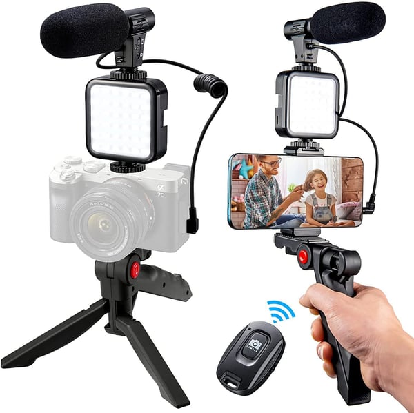 BowLift | Professional Video Microphone Set with Tripod and LED Video Light