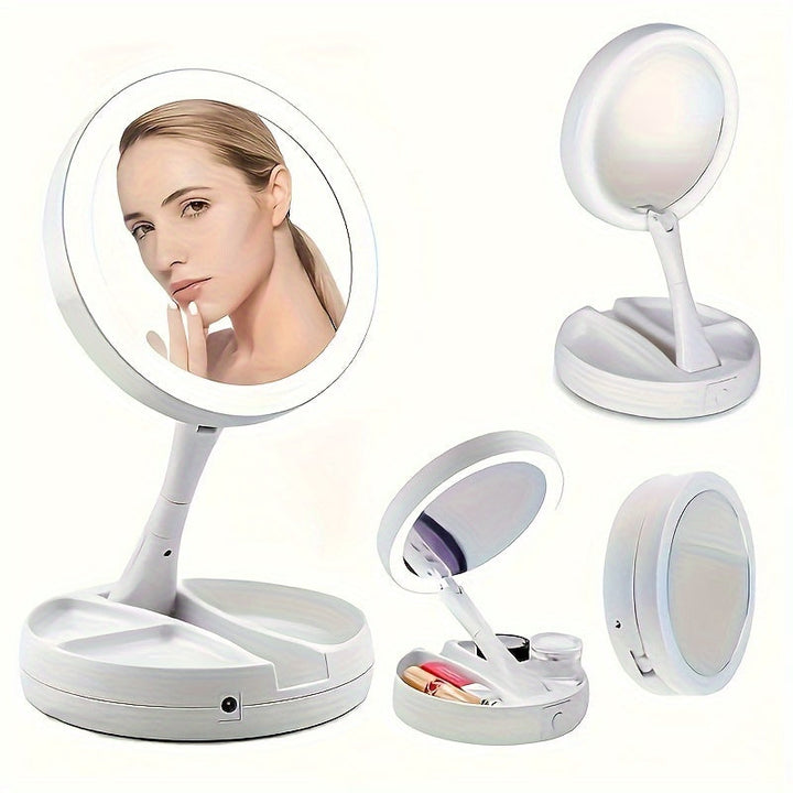 GlowMirror - Portable Makeup Mirror with LED Bowlift