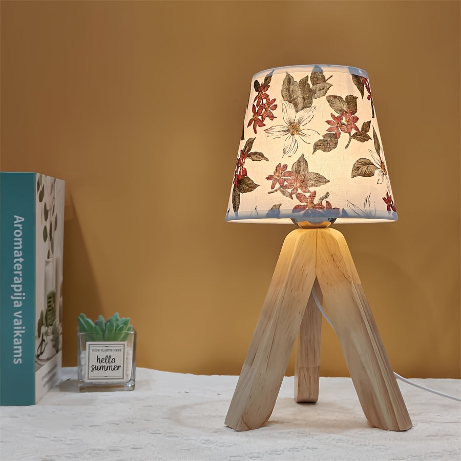 FloralGlow Lamp - Elegant LED Table Lamp with Wood Bowlift