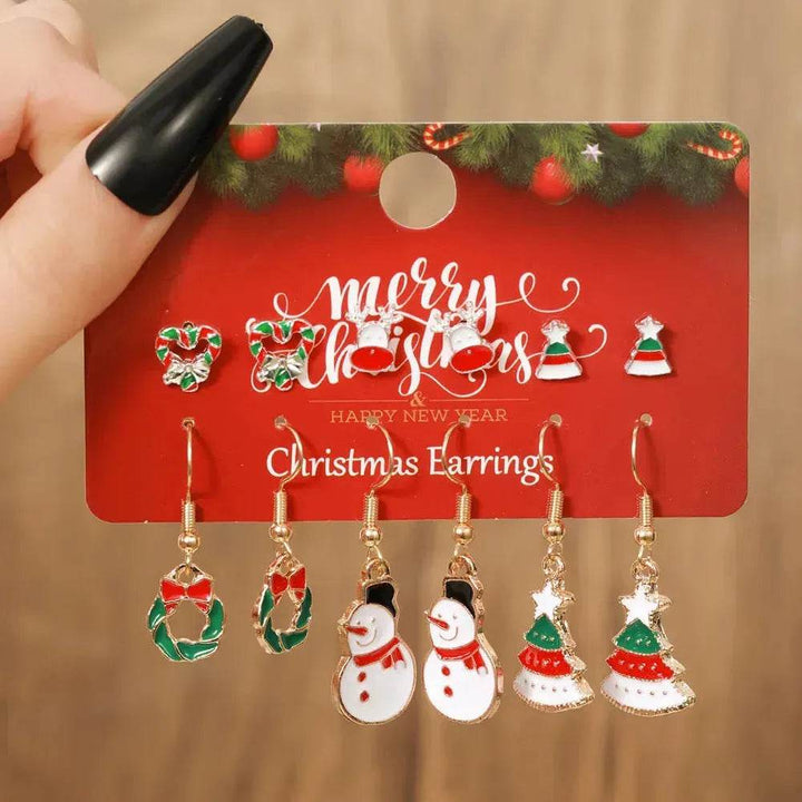 BowLift | Christmas Stud Combination Suit Snowflake Elk Earrings