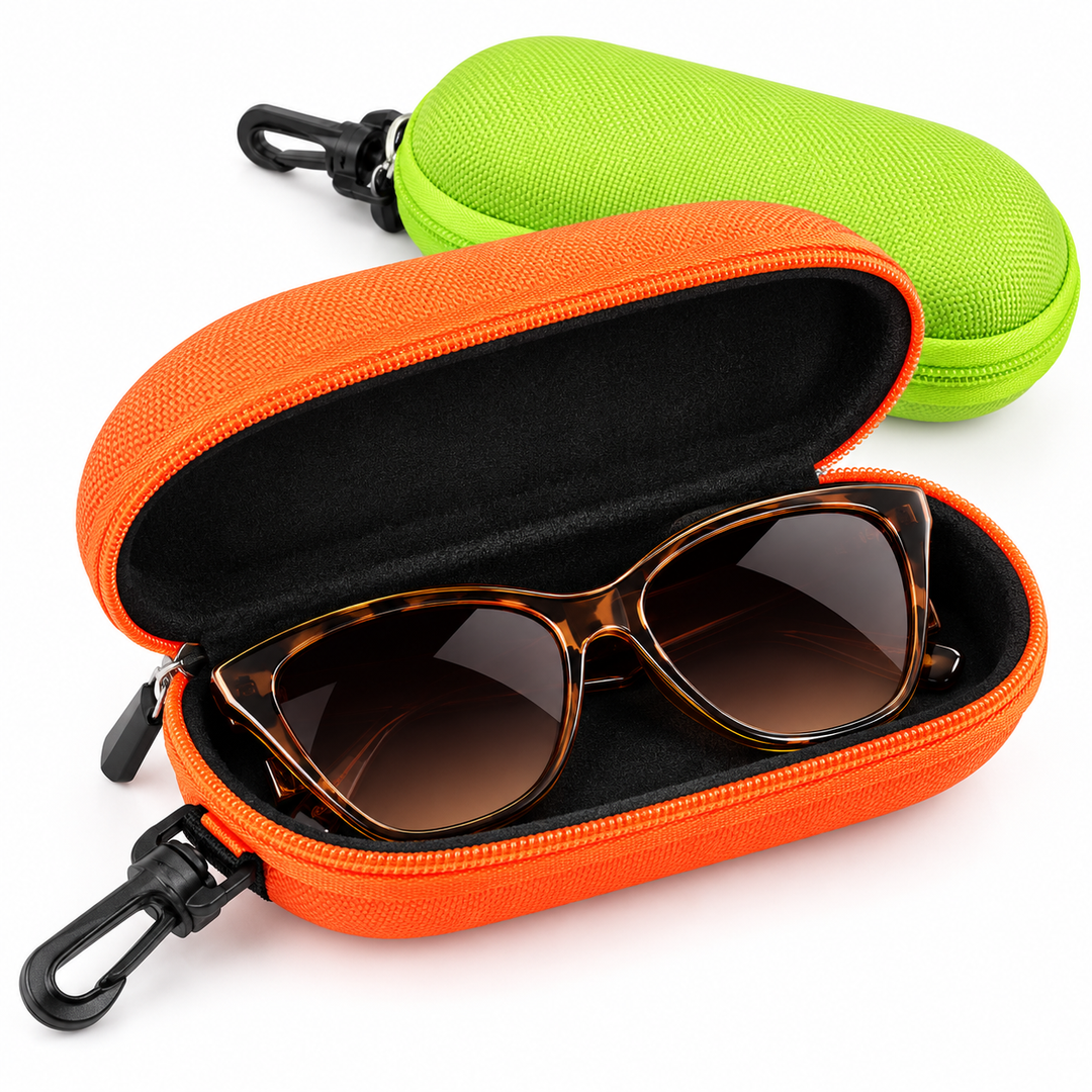 Hardshell Zippered Sunglasses Case with Carabiner Bowlift