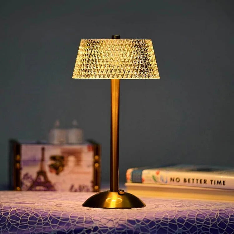 Crystal Table Lamp with USB Charging and Warm LED Light