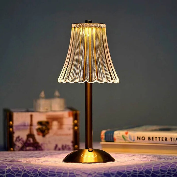 Crystal Table Lamp with USB Charging and Warm LED Light