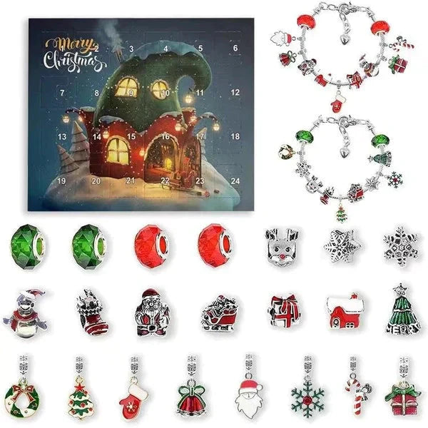 Advent calendar 24 days craft beads blind box Christmas gift bracelet | Bowlift