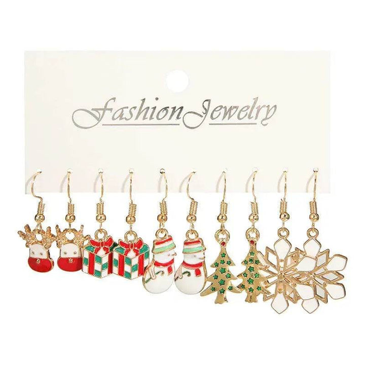 BowLift | Christmas Stud Combination Suit Snowflake Elk Earrings