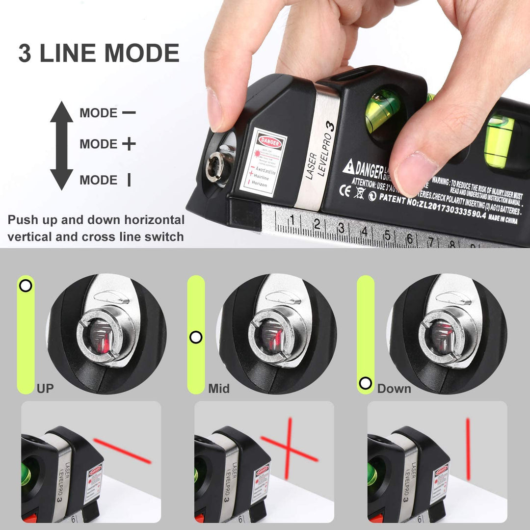 BowLift | Laser Level Ruler Multi-functional Household Infrared Decoration (Black)