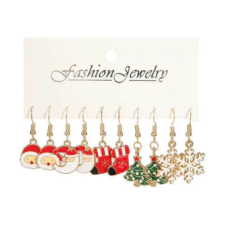 BowLift | Christmas Stud Combination Suit Snowflake Elk Earrings
