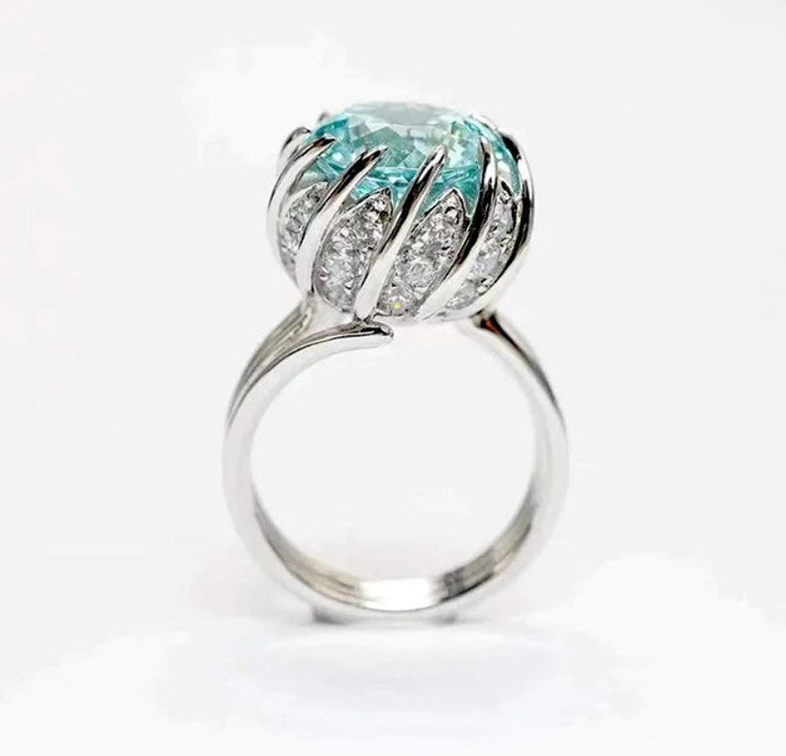 BowLift | 6 Carat Paraiba Blue-green Lotus Diamond Ring