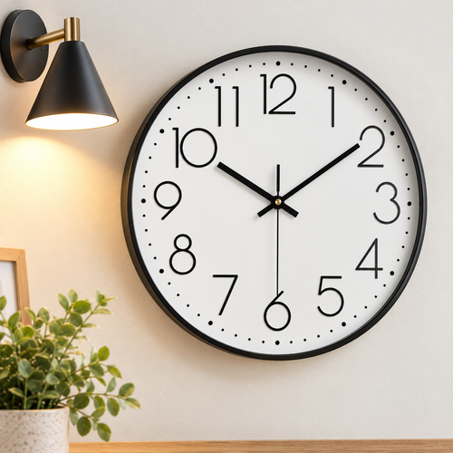 Modern Silent Quartz Large Round Wall Clock Bowlift
