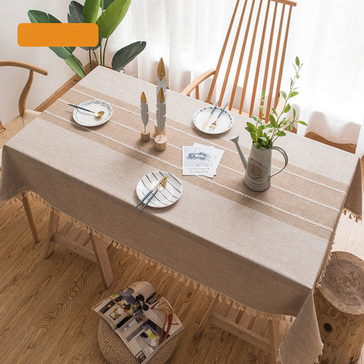 BowLift | Waterproof Oil-resistant Rectangular Tablecloth Cotton Linen Wrinkle-resistant Tablecloth for Kitchen Dining Room Buffet Party
