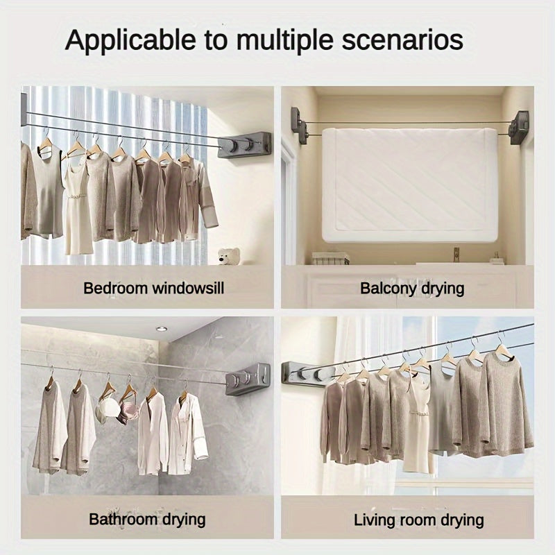 Retractable Double-Line Stainless Steel Clothesline with 5.1 m Drying Space