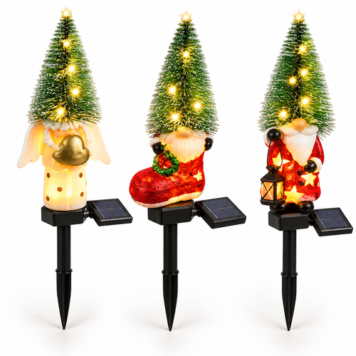 Outdoor Solar-Powered LED Snowman Garden Stake Light Bowlift