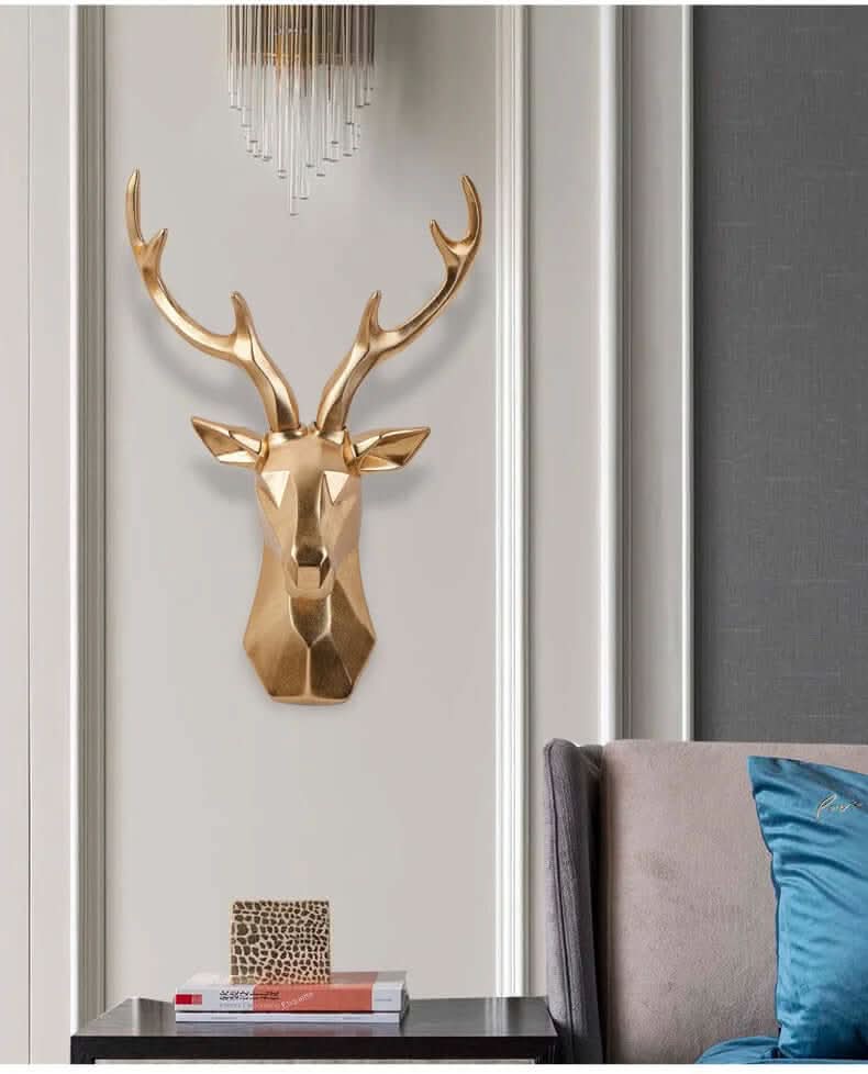 BowLift | 3D Geometric Deer Head Wall Decor Modern Resin