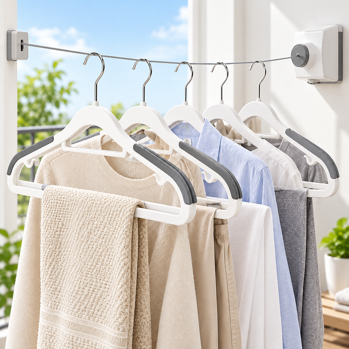 Non-Slip Multi-Purpose Suit and Trouser Hanger with Silicone Grip and Accessory Hooks Bowlift