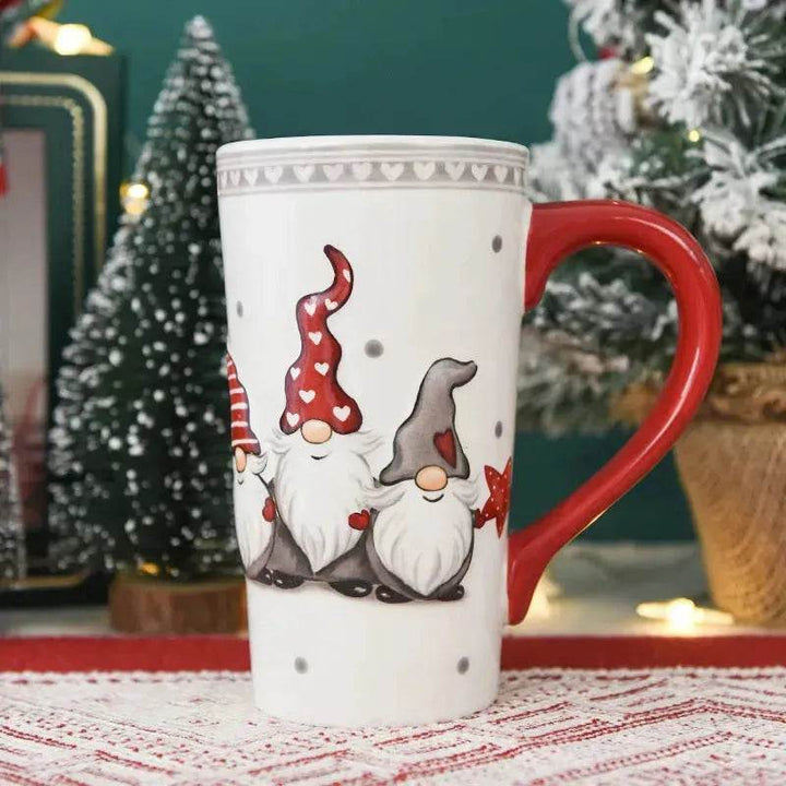 BowLift | Christmas Large Capacity Nordic Christmas Tall Hat Ceramic Relief Mug Cup