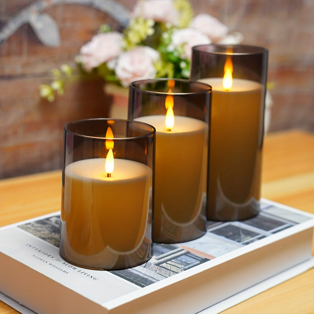FlamelessGlow – Gray LED Candle with Timer Bowlift