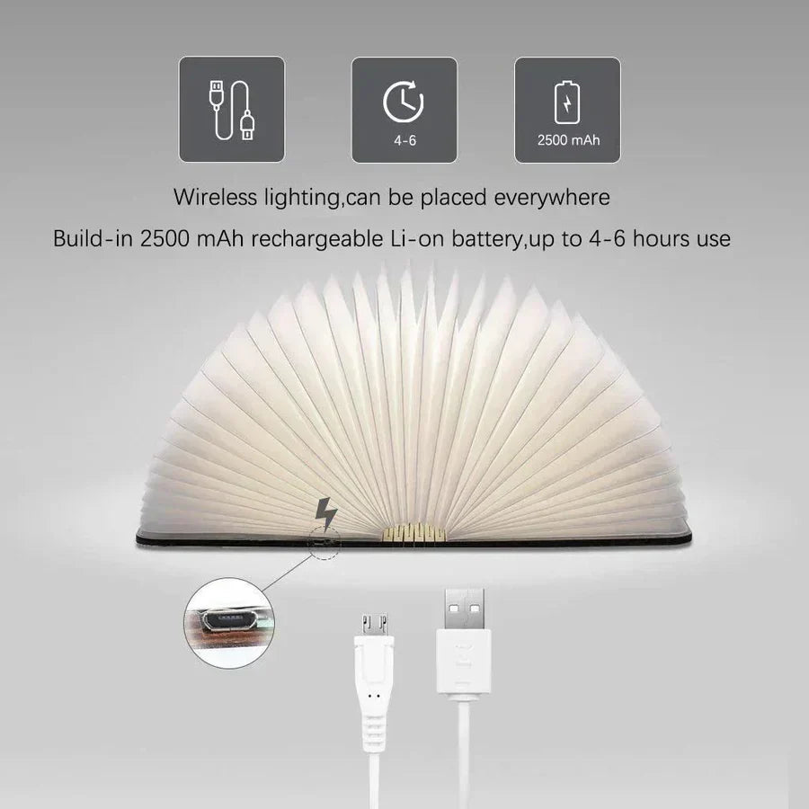 BowLift | Folding Book Lamp with Warm LED Lighting - StoryGlow