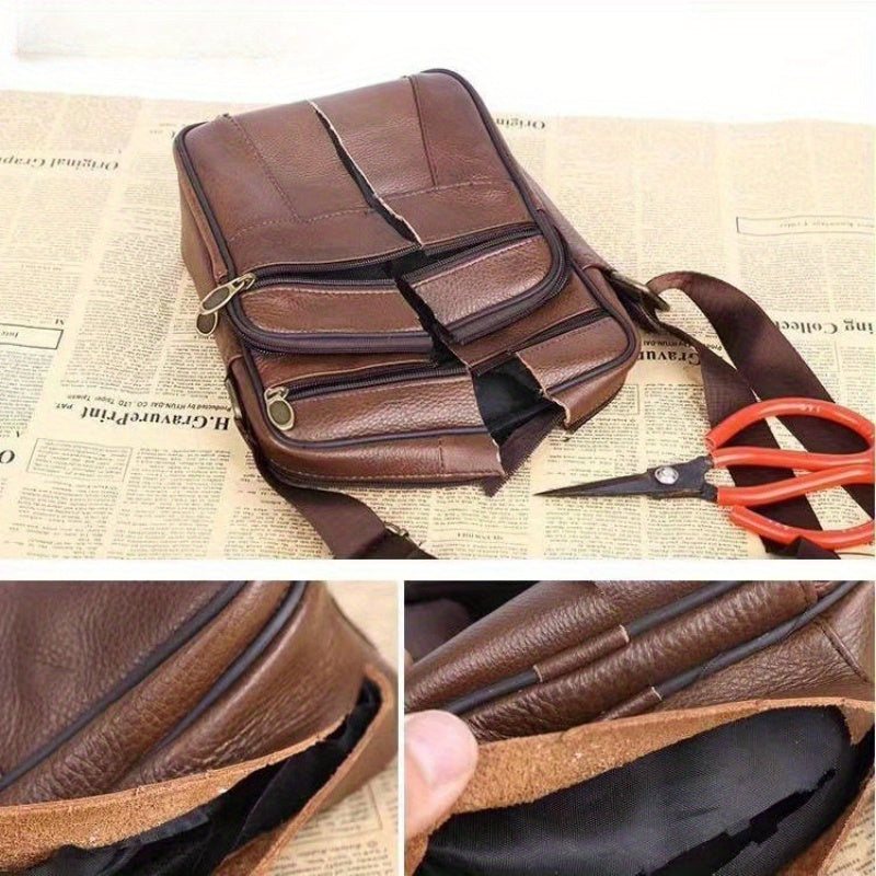 Leather Men's Shoulder Bag – Spacious Cowhide Bag with Adjustable Strap | Bowlift