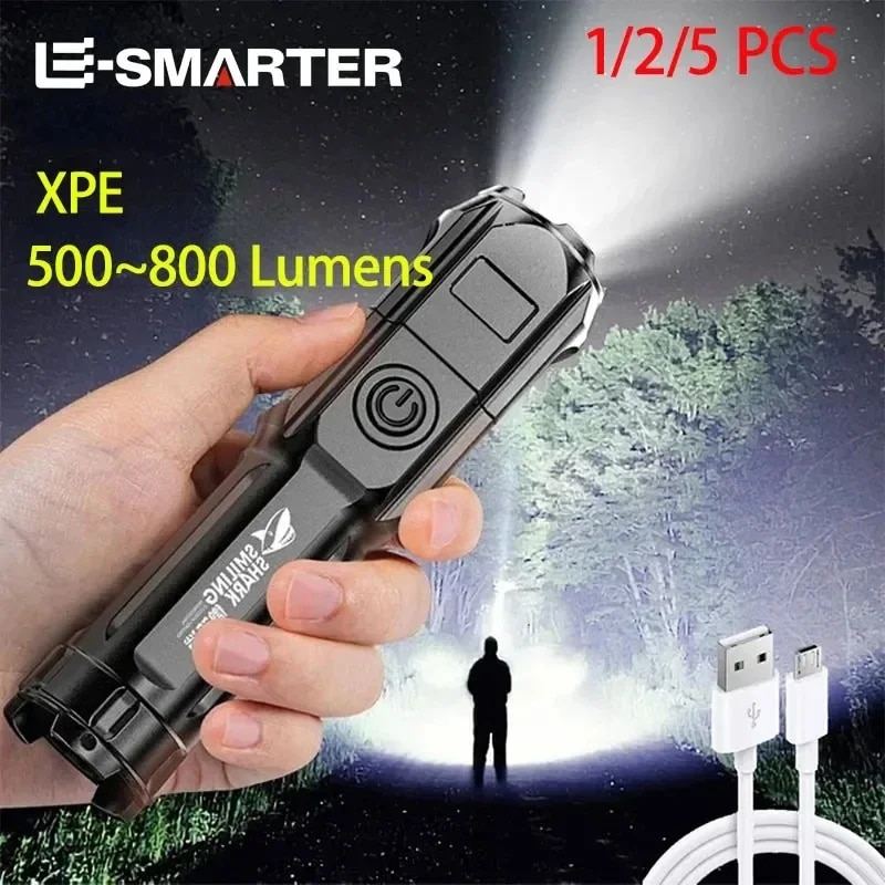 BowLift | High-Power LED Flashlight with Zoom Rechargeable USB Camping Lamp