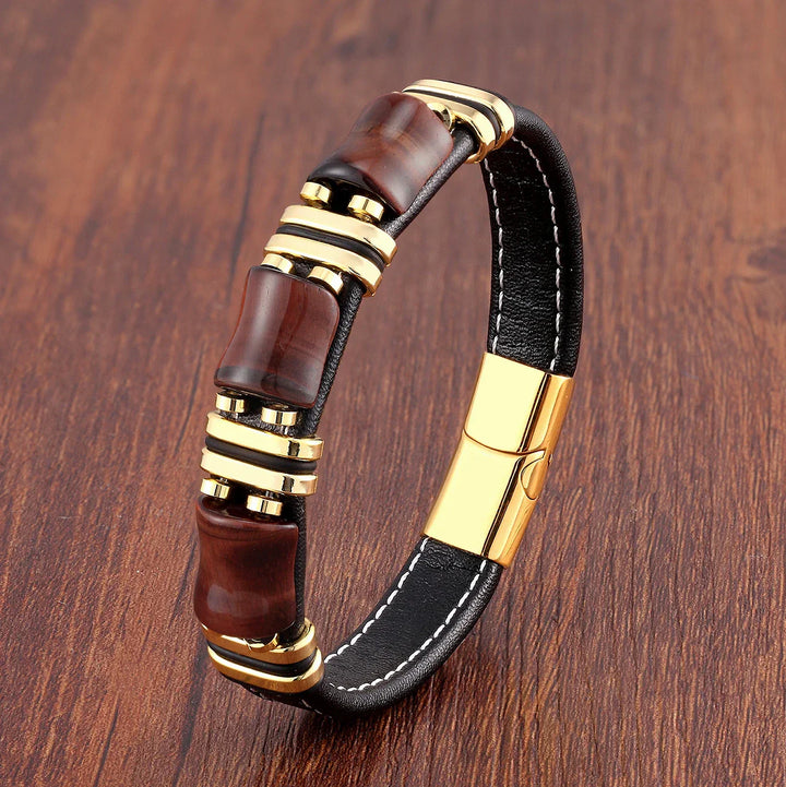 BowLift | Leather Bracelet with Tiger Eye Natural Stone