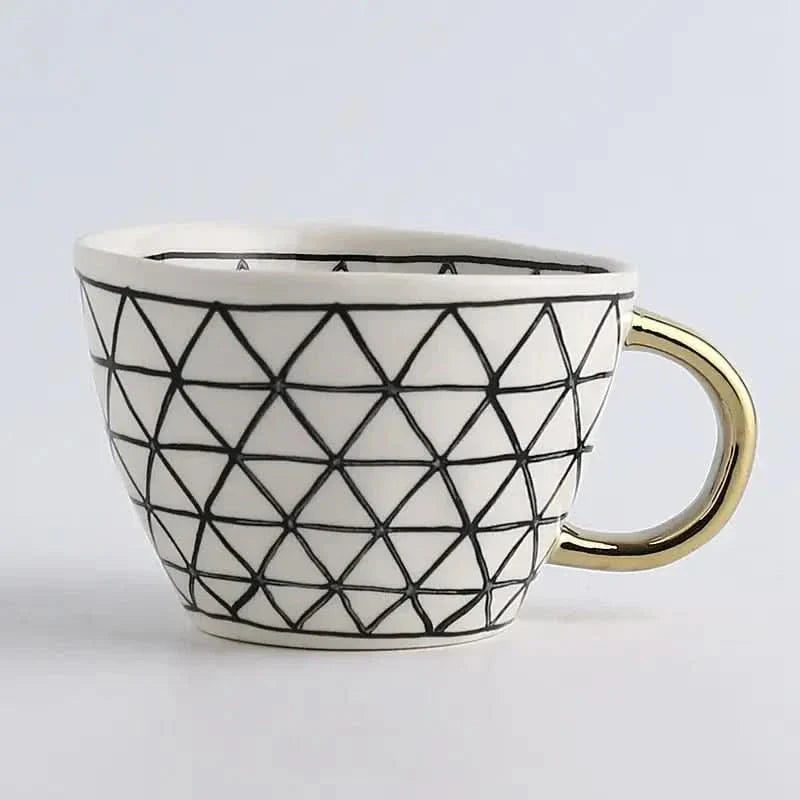 BowLift | Hand‑Painted Ceramic Mug with Gold Handle