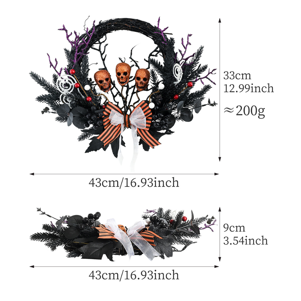 BowLift | Halloween Gothic Floral Spiderweb Wreath | Spooky Door Decor